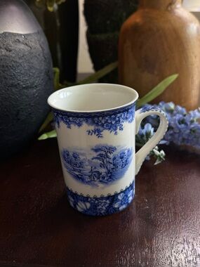 Vintage Blue and White Scenic Transferware Mug